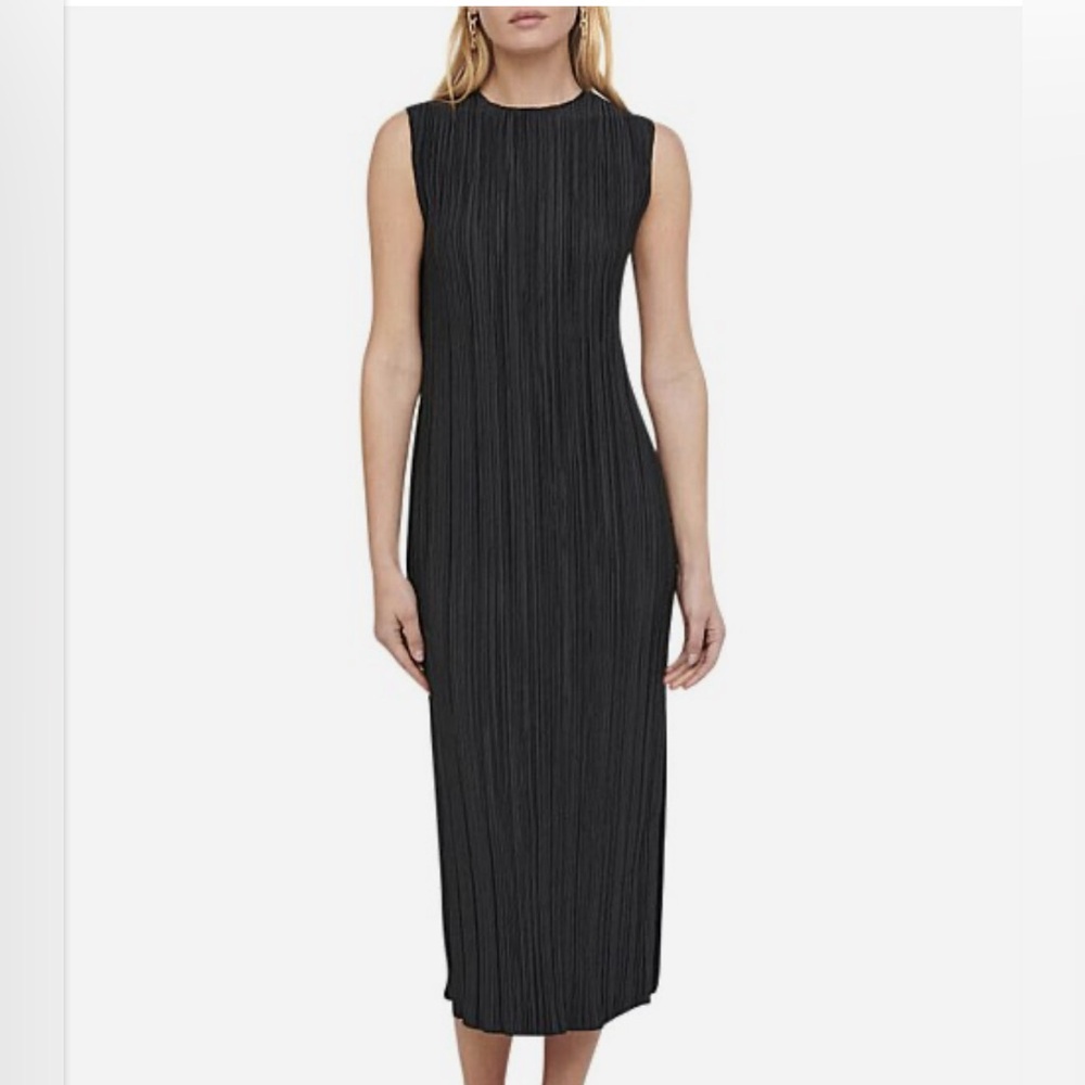 Anine Bing Black Pleated Melanie Midi Dress